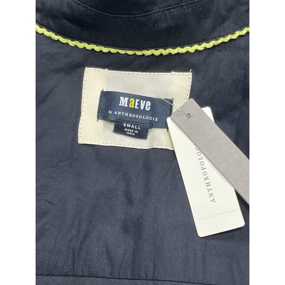 Anthropologie Maeve Mini Shirt Dress Black Embroidery Boho Retro Preppy Sz S NWT - Picture 11 of 13